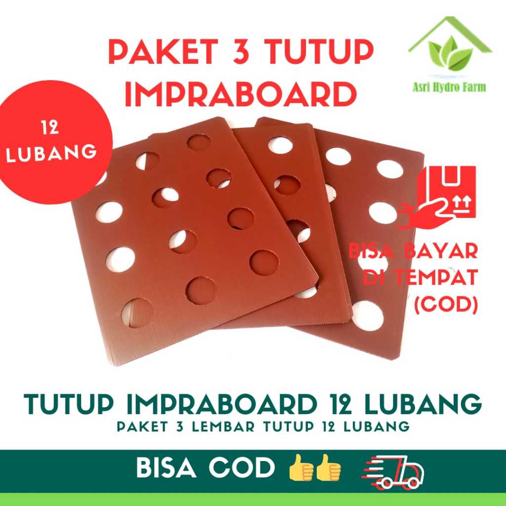 PAKET 3 LEMBAR Impraboard 12 Lubang Tutup Bak Nutrisi Hidroponik Sistem Wick IMPRABOARD 12 LUBANG