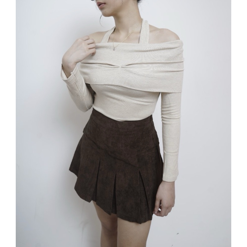 DE FEMILES Odette Top Off Shoulder Long Sleeve Wanita Atasan Lengan Panjang Allsized Sabrina Atasan.