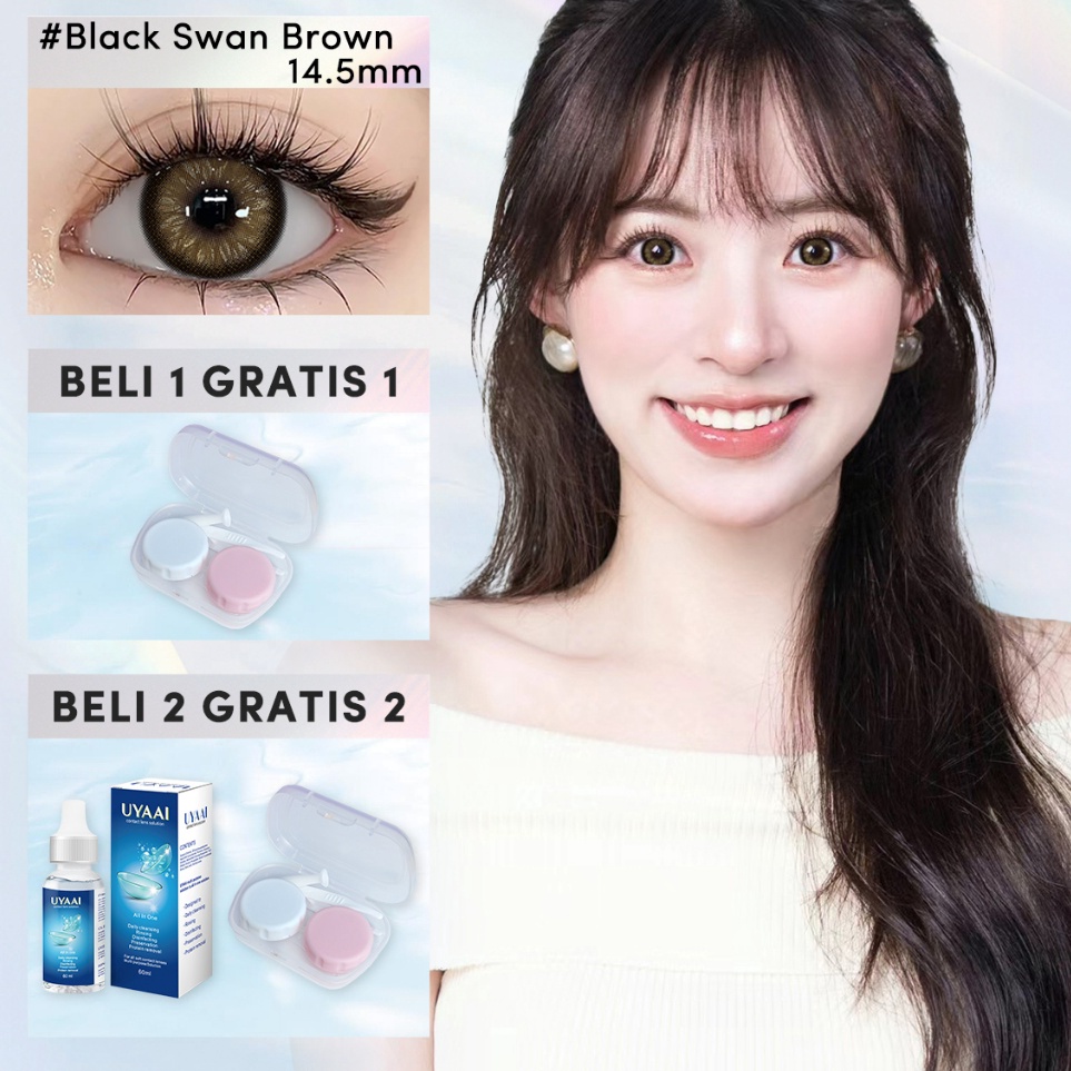 Top Design COD UYAAI SOFTLENS Black Swan LENSA KONTAK 145 MM 6 MONTH MINUS 6