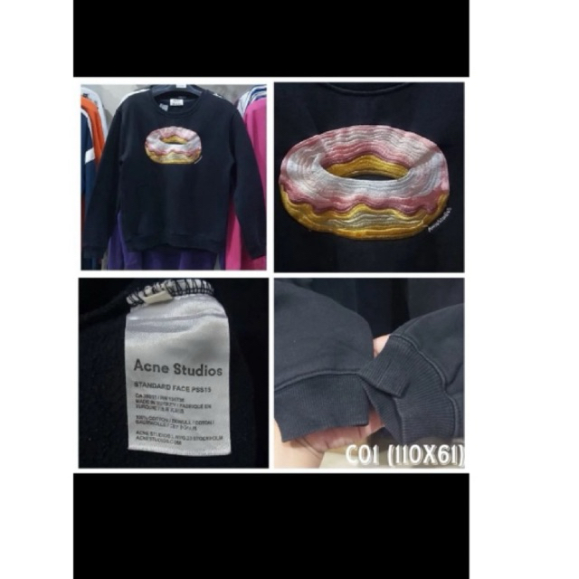 Acne studio studios donuts bordir donat crewneck cn sweater sweatshirt hitam black