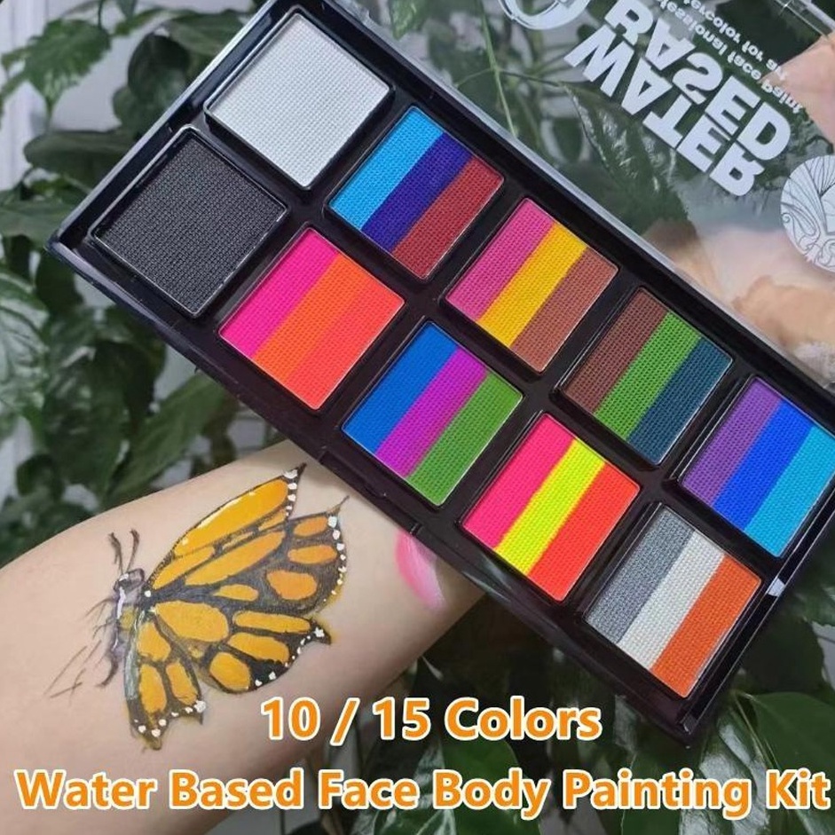 

ART D1P4 12 Color Paint Palettes Face Body Paint Water Base Makeup Palette Professional Colors Safe Non Toxic Art Painting Kit For Halloween Cosplay Parties Theater Stage
