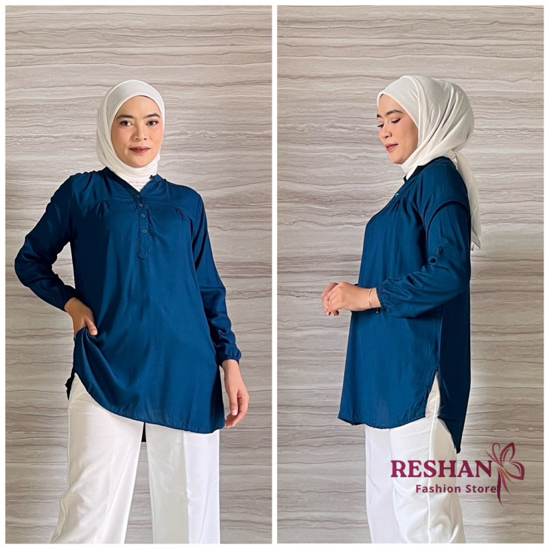 Reshan - Blouse Rayon Warna Warni Seragam Kerja - Blus Wanita Oversize - Atasan Kemeja Terbaru