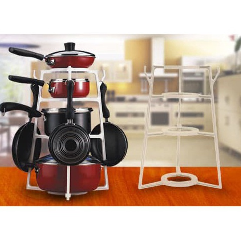 Langsung dibeli rak panci holder organizer rak pantree cookware 4 susun rak dapur