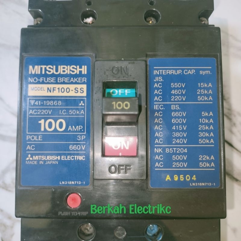 MCCB MITSUBISHI Model NF 100-SS 100A