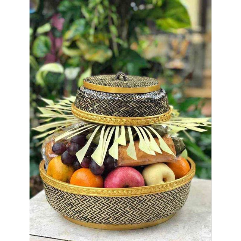 sbb Bokor Bambu & koran, ukuran dari 28 & 30cm, untuk sodan kepura & mejenukan/kondangan