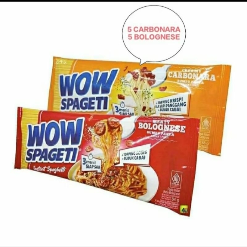 

Wow Spageti Paket isi 10 Mix( 5 Carbo +5 Bolo)