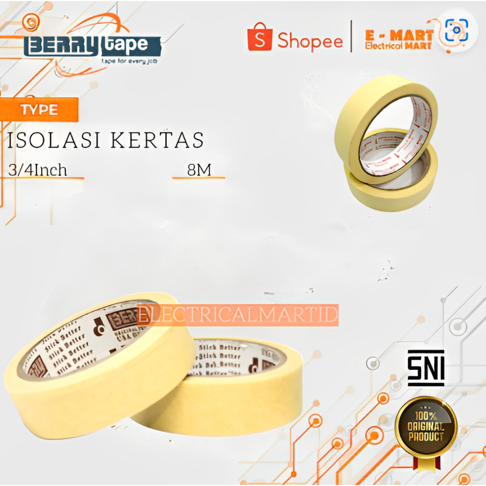 

BERRY Isolasi Kertas Masking Tape Berry Kecil 3/4 Inch 15mm