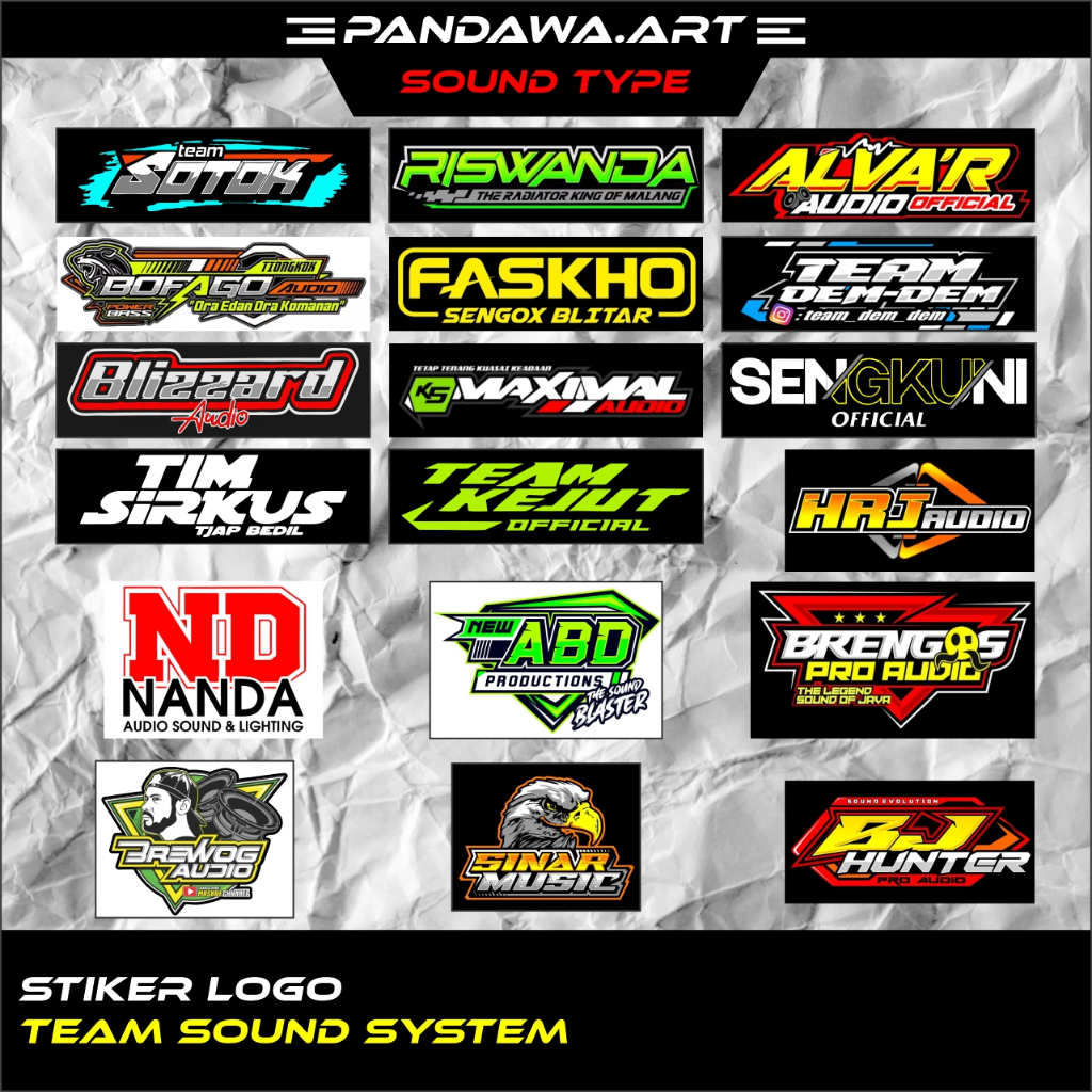 

Stiker Eceran Sound System Brewog Audio, K5 Maximal, Blizzard, Bofago, Dll. (BAHAN BONTAK)