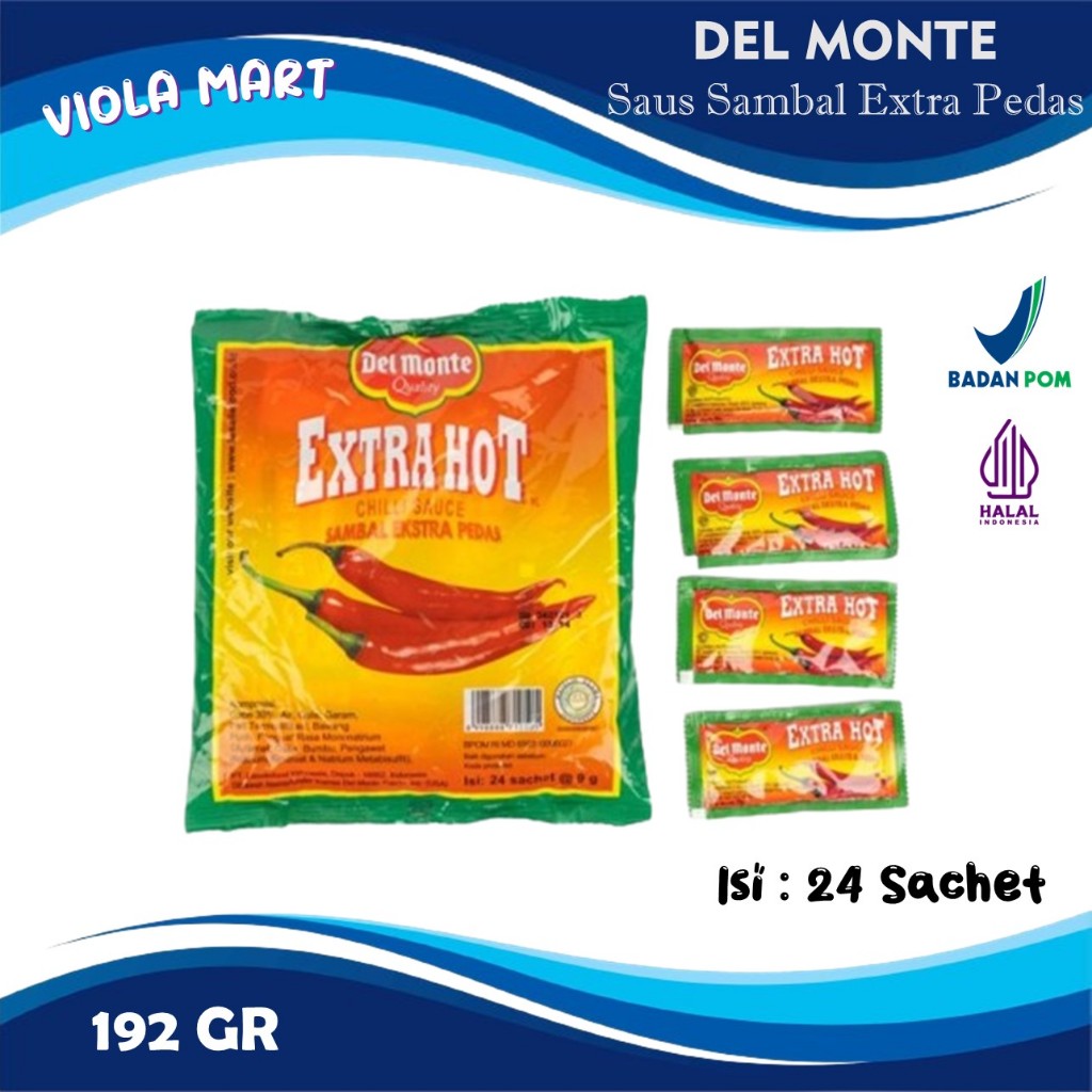 

DELMONTE EXTRA HOT SACHET (24x9gr) / Saus Sambal Extra Pedas {Tersedia Harga Grosir}