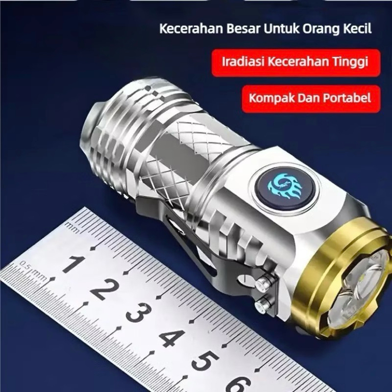 Lampu Senter Led Senter Senter Super Mini Jarak Jauh 1000M 5 Mode Nyala Senter Super Mini Jarak Jauh