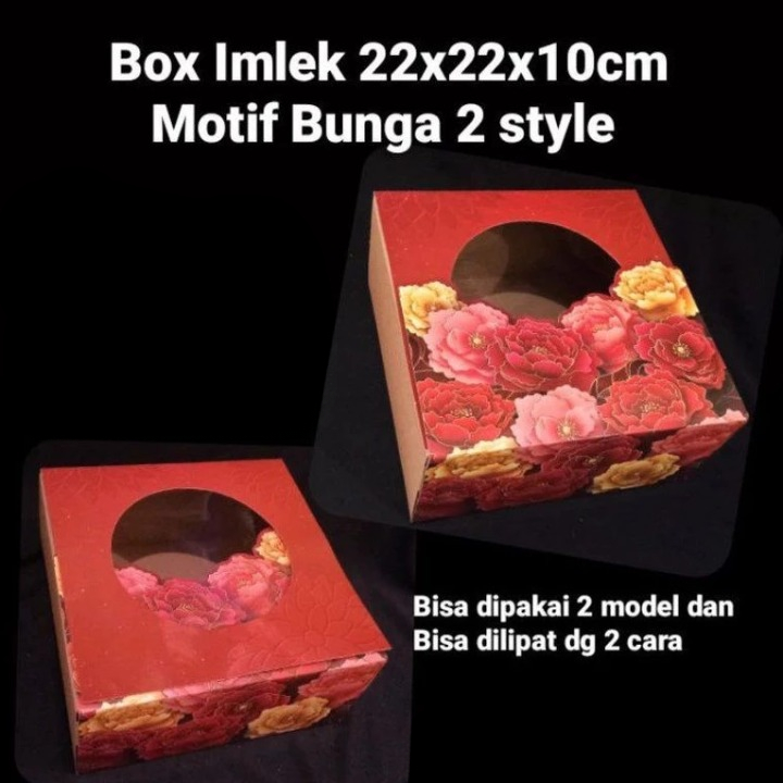 

1 Pack 2 Pcs Box Imlek Motif Bunga Cantik 2 Style Dus Hampers Imlek Ukuran 22x22x10 Cm