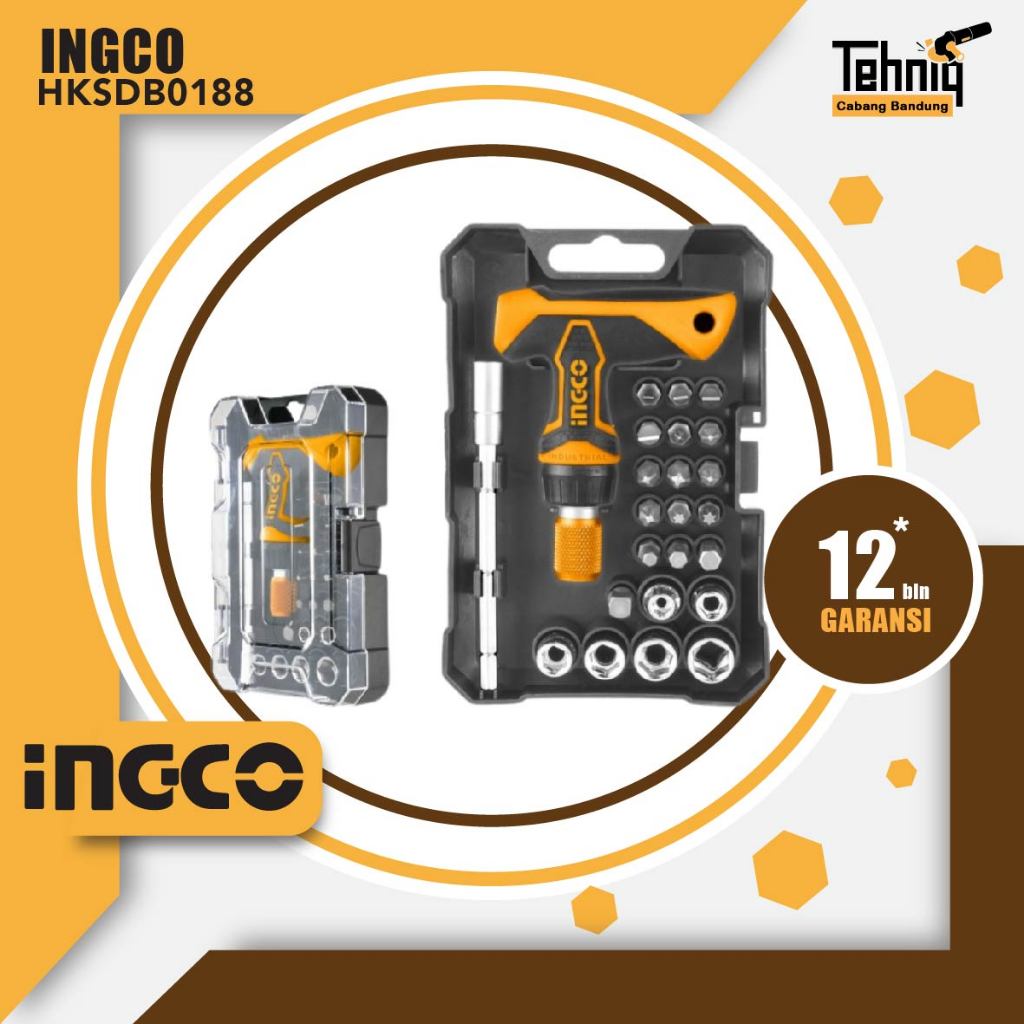 OBENG KUNCI PAS INGCO HKSDB0188 T SET 24PCS / Ingco T-Handle Wrench Screwdriver Set
