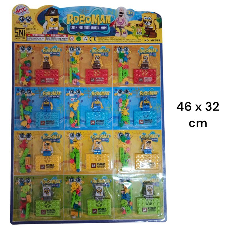 12Pcs Mainan Lego Roboman SpongeBob / Lego Roboman Mainan Anak / Lego SpongeBob Roboman/ Mainan Lego