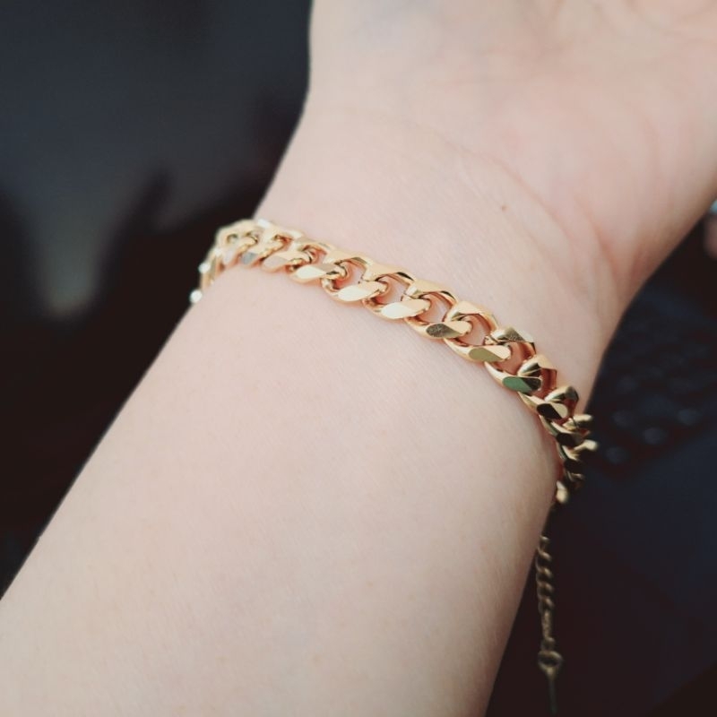 G523-GELANG RANTAI SISIK NAGA TITANIUM,PERHIASAN ASESORIES FASHION WANITA KOREA ELEGANT MODEL ABADI,