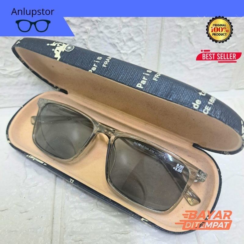 kacamata plus baca dan jalan doubel fokus lensa hitam