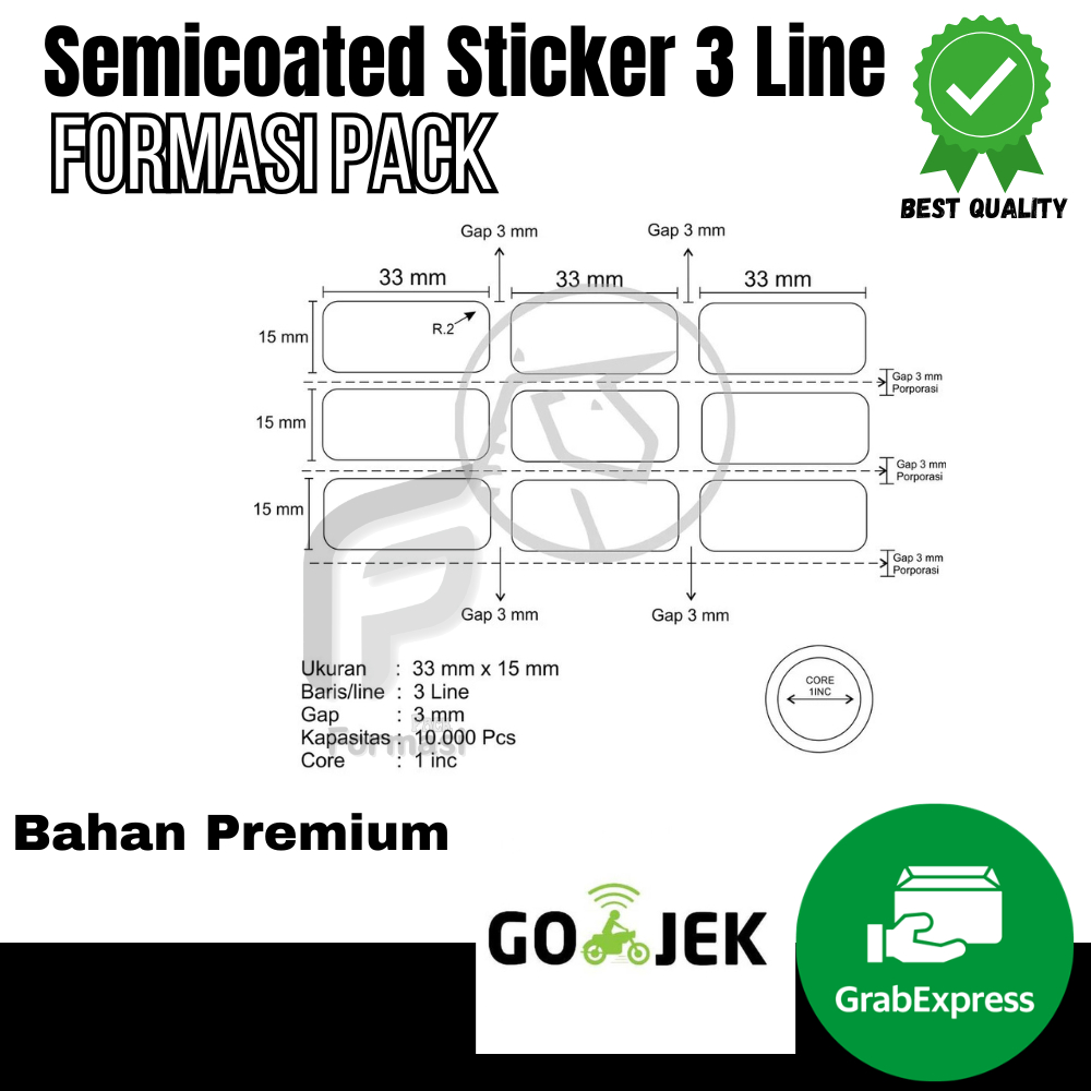 

RB LABEL SEMICOATED (BUKAN THERMAL) 33 x 15 mm 3 Line, Stiker Printer Barcode, Core 1 Inch isi 10000