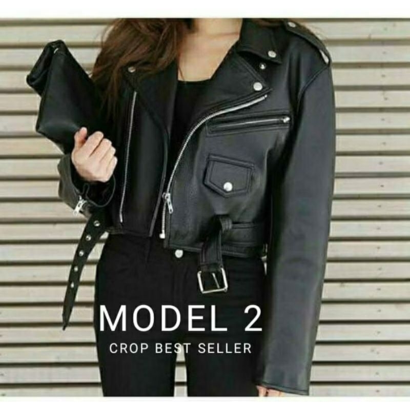 Jaket Leather Crop