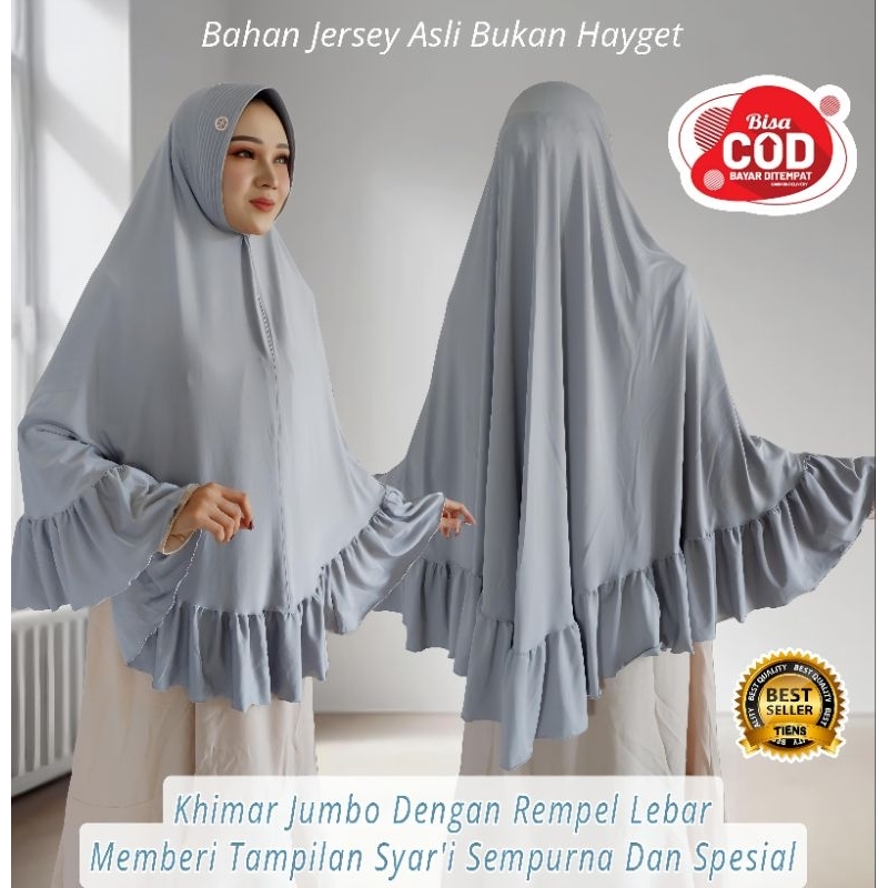 Khimar Hijab Jilbab Bergo Instan Instant Syari Syar'i Renda Rempel Remple Size Jumbo XL XXL Bahan Je