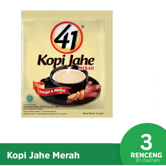 

Paket Kopi Jahe 41 - (3 renceng isi 30 sachet) / ARENA PERABOT