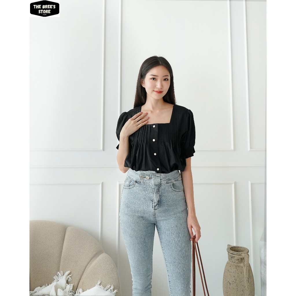 Blouse Atasan Kemeja Wanita Perempuan Korean Style Baby Doll Casual Warna Warni