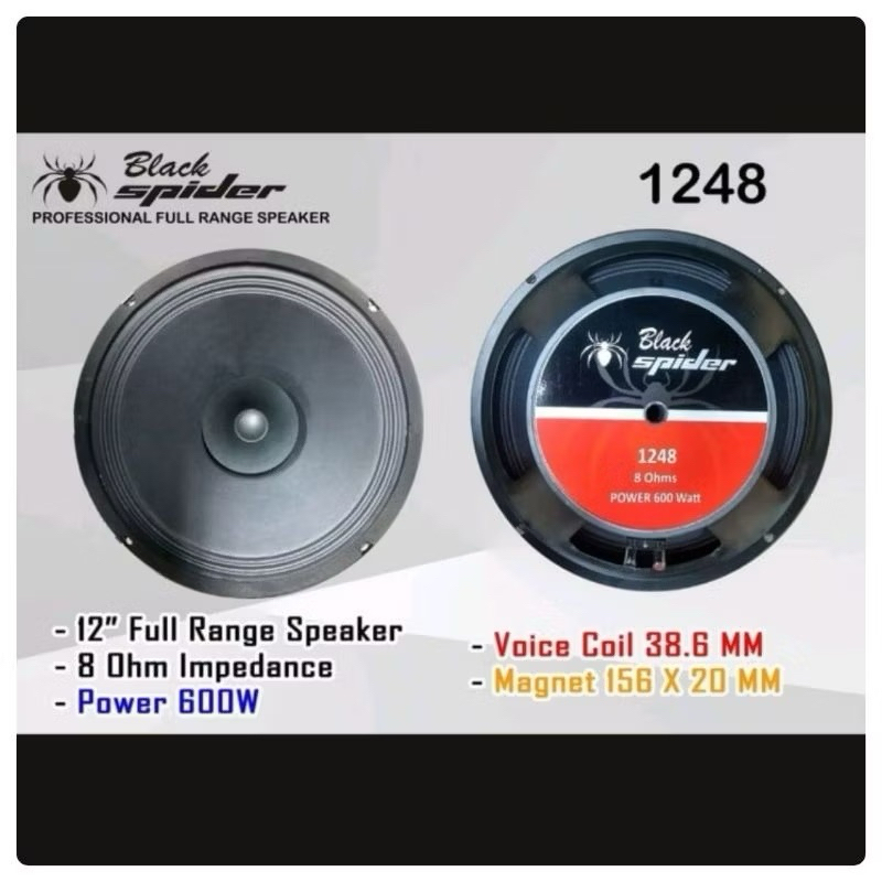 Speaker Black Spider 12inch 1248 Komponen Speaker 12" Black Spider