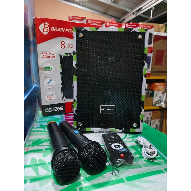 SPEAKER BLUETOOTH BRAINPOWER/MKC KIMISO 8 inch x 2 = speaker 16 inch QS 1266 BASS PREMIUM