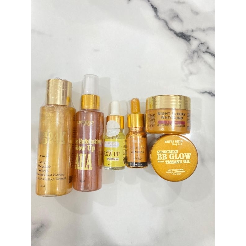 PAKET FLEK DAN SUSAH CERAH [ FW GOLD+TONER AHA+SERUM VIT C+SERUM GLOW UP+BBGLOW+NIGHTCREAM WHITENING