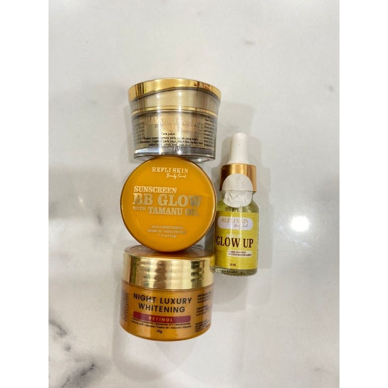 SERUM GLOW UP + DIAMOND GLOW + BB GLOW TAMANU + NIGHT CREAM LUXURY WHITENING REFLISKIN