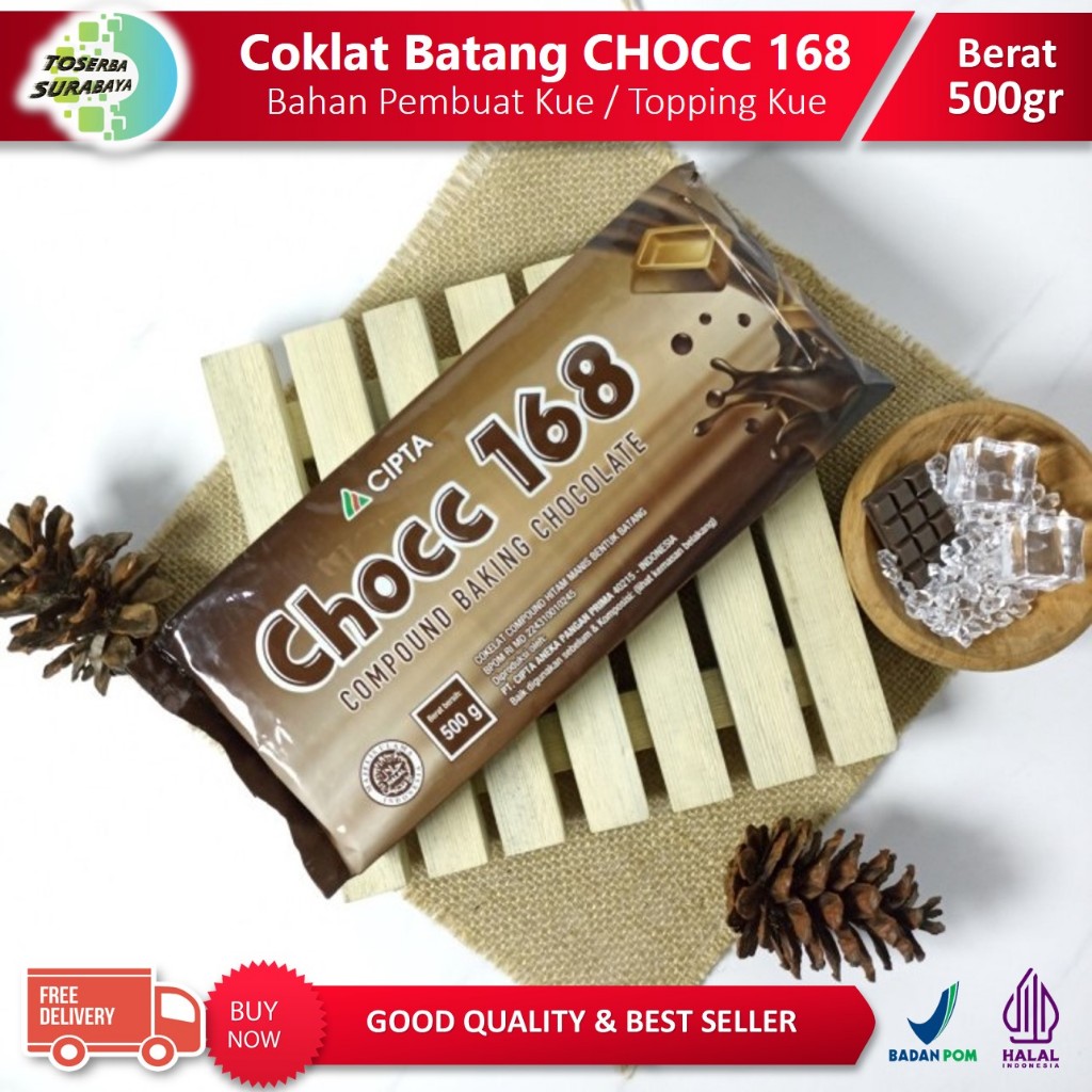 

Cokelat Batang CHOCC 168 Kemasan 500gr / Coklat Blok Masak / Coklat Batang Parut