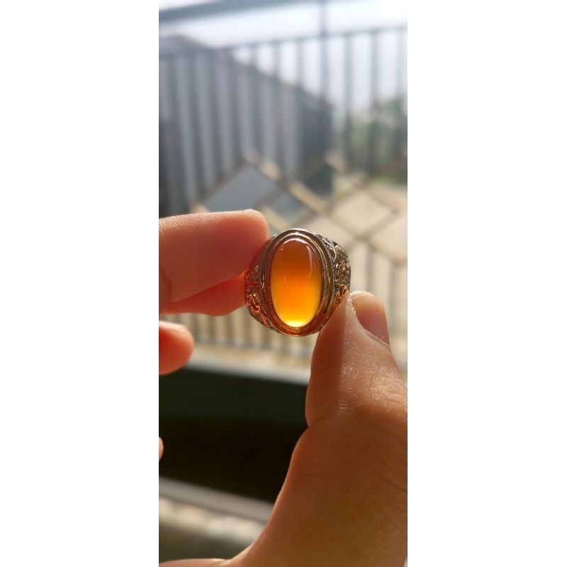 Cincin Batu Akik Natural Cempaka Orange