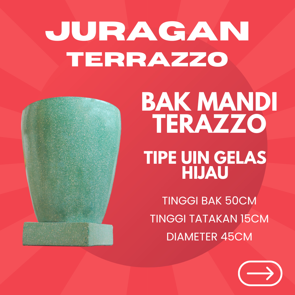 JURAGAN_TERAZZO - BAK MANDI TERASO BAK MANDI MINIMALIS BAK MANDI MARMER TIPE UIN GELAS WARNA HIJAU