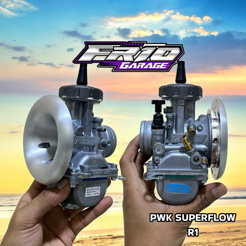 KARBURATOR KARBU PWK 26 28 30  32 33 34 35 38 SUPERFLOW SF R1 RISETAN TERBARU BY FR GARAGE EASY SETT