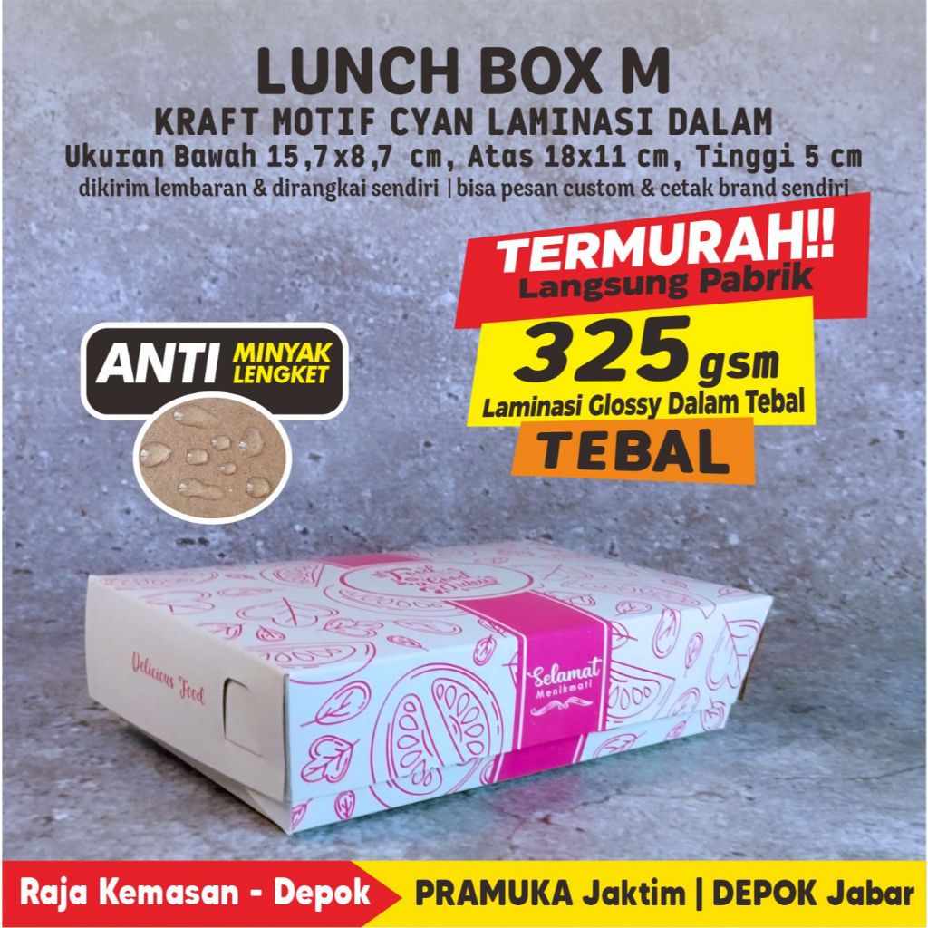 Lunch Box M/Box Ayam Geprek/Box Nasi Motif Magenta