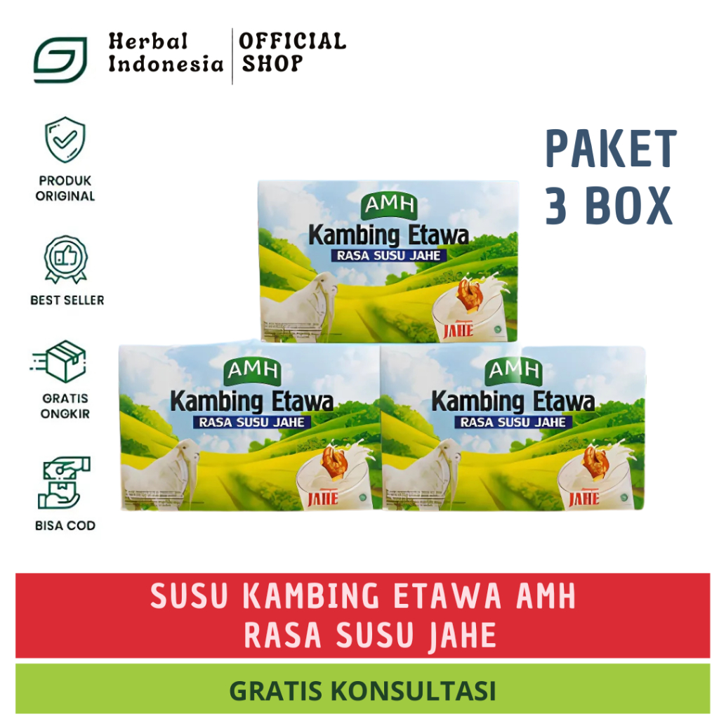 

AMH Susu Kambing Etawa plus Jahe Merah - Paket 3 Box (10 Sachet per BOX)