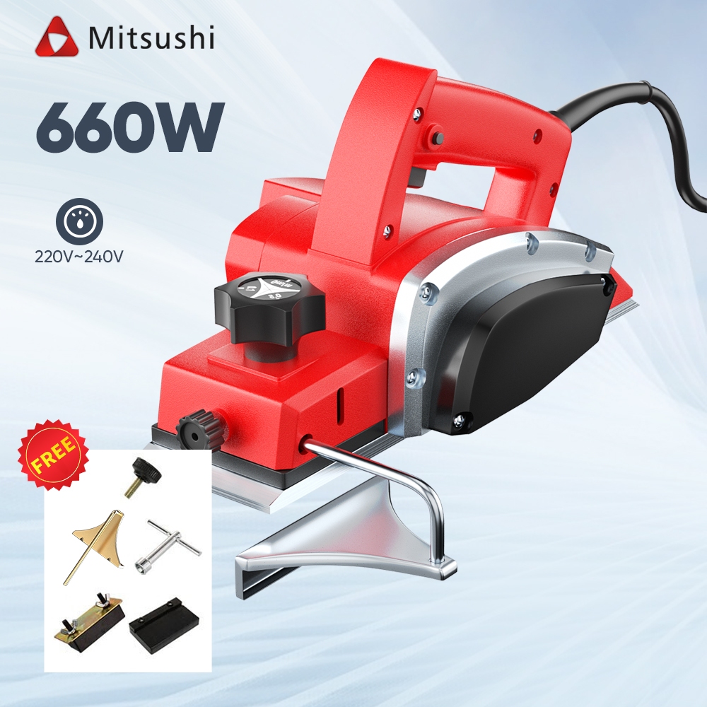 Mitsushi 660W Mesin Serut Kayu Electric Planer Mesin Serut Tangan Cocok Untuk Memoles Dan Memotong K