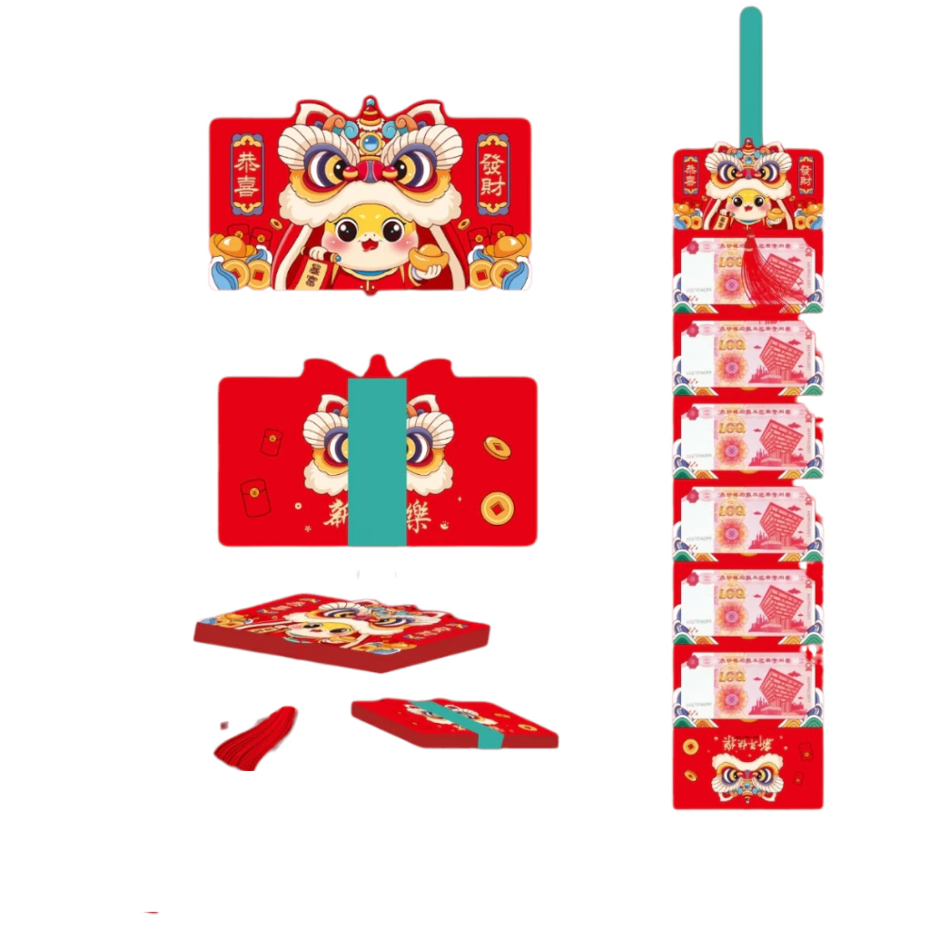 

Amplop angpao premium susun Imlek Wedding sangjit Barongsai LEBARAN tessel uang disusun 6 slot