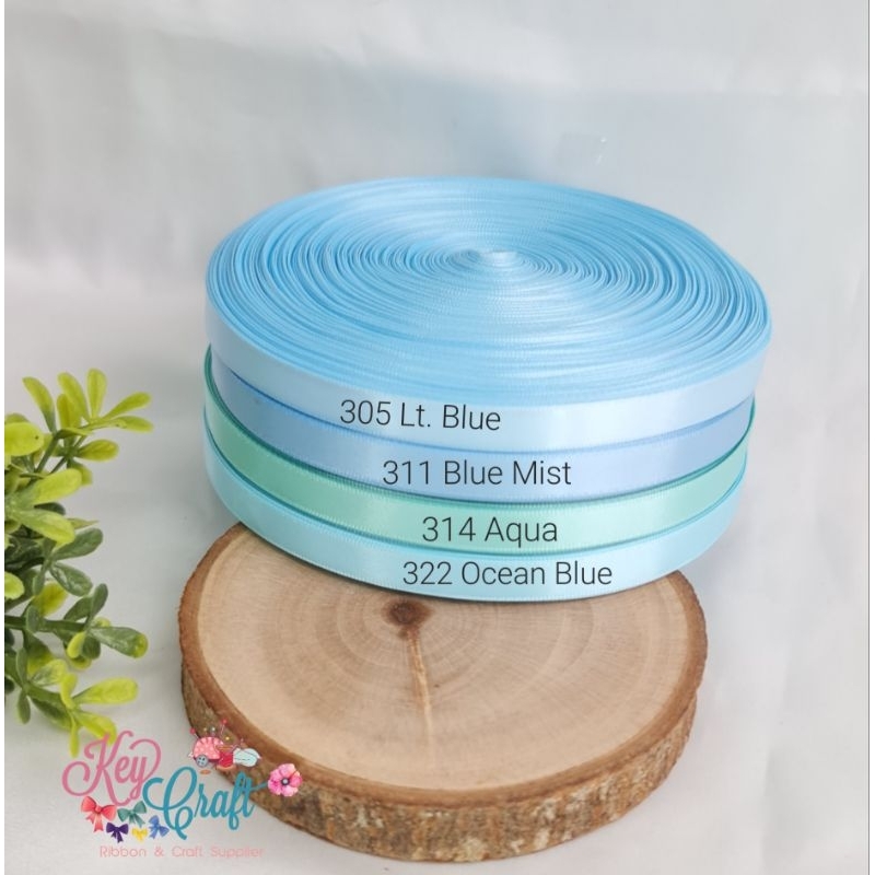 

(5yard)-Pita Satin import double side size 0,9cm gradiasi blue