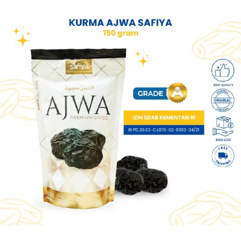 

Samarinda_barokah | Kurma Ajwa Safiya 150 gr Asli Madinah Grade A+ Oleh Oleh Haji Umroh