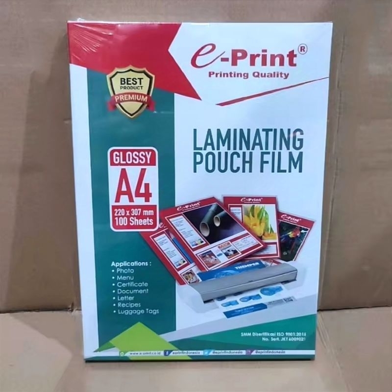 

50 Lembar Plastik Laminating A4/F4 EPRINT ( Kualitas Terpercaya ) PACKING AMAN
