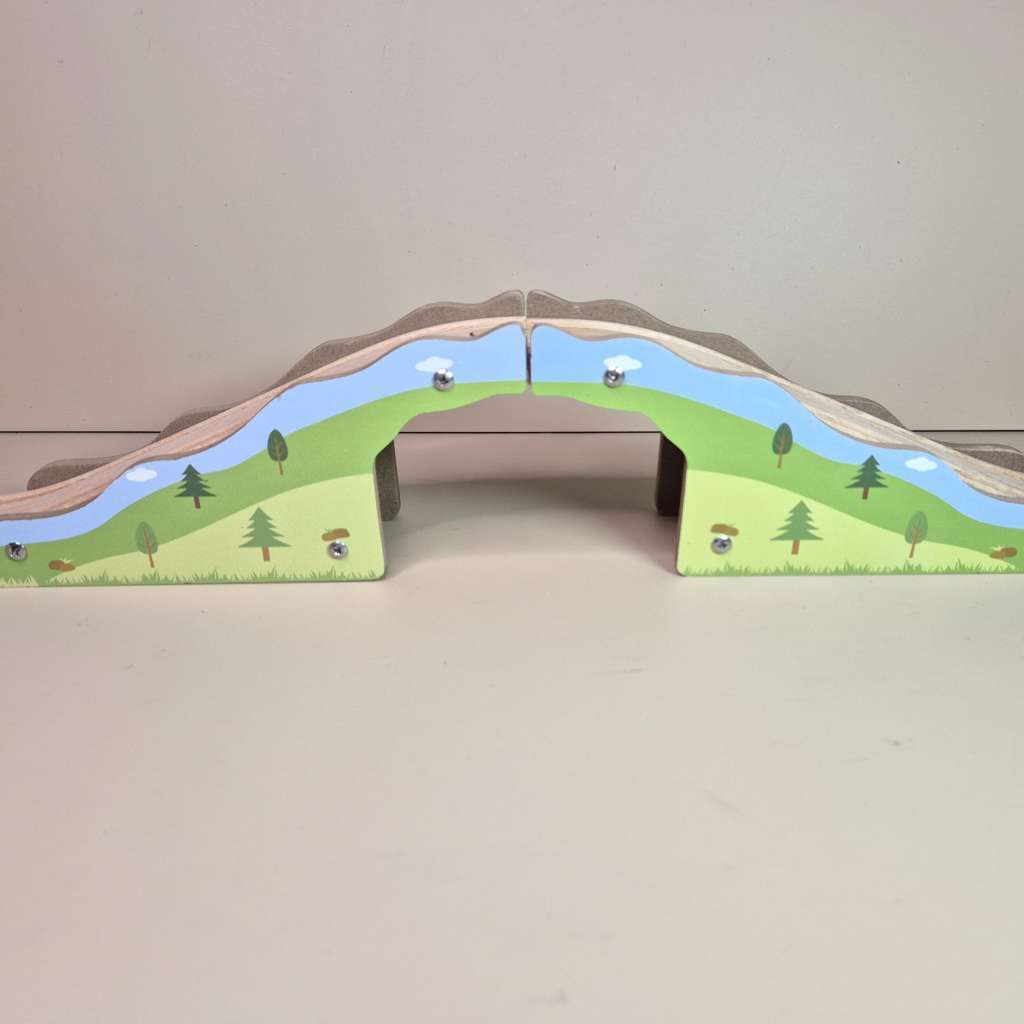 Jembatan track rel kereta kayu tanjakan turunan floral aksesoris mainan kereta api