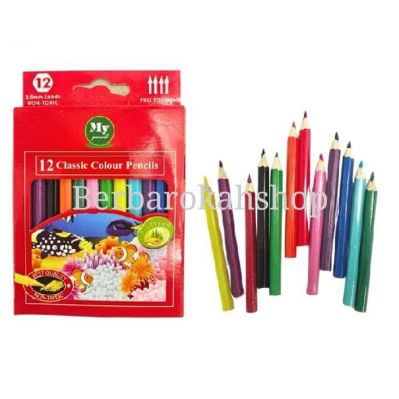 

Pensil 12 Warna Pendek Mini MY PENCIL / Color Pencil Paper Box Classic /
