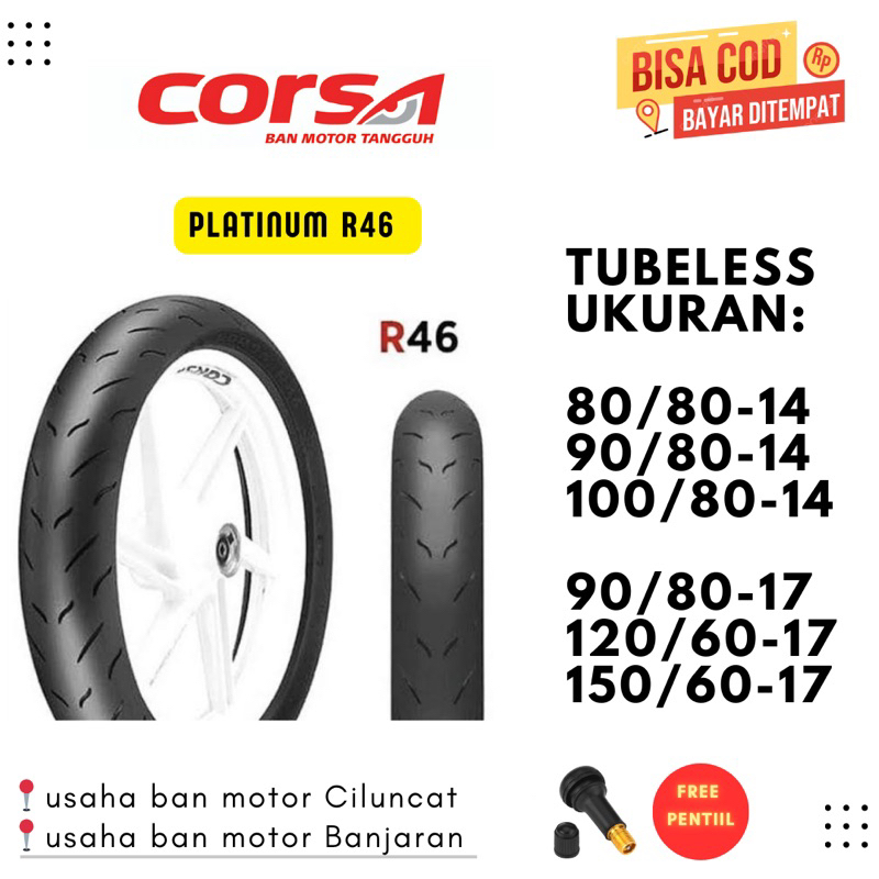 CORSA R46 PLATINUM 80/80-14 90/80-14 100/80-14 90/80-17 120/60-17 150/60-17 RACING SOFT COMPOUND TUB