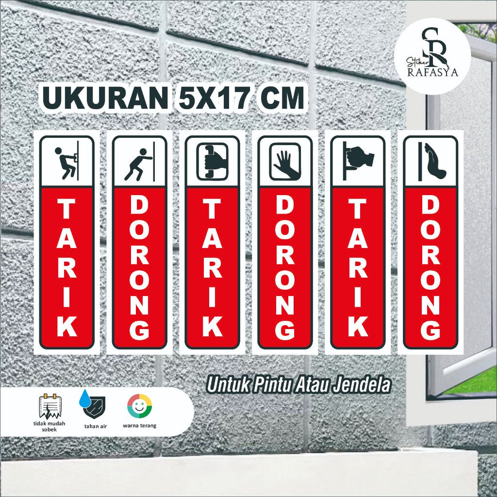 

Stiker Tarik Dorong Merah / Stiker Pintu / Stiker Kaca Ukuran 5x17cm + Dilaminasi Glosy