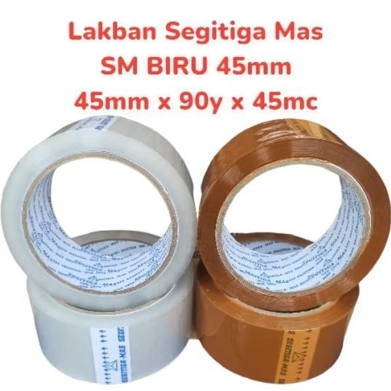 

1 pcs | Lakban BENING / COKLAT SM-BIRU45 | 45mm x 90 yard x 45 mc Segitiga Mas Biru kualitas setara Nachi/ Daimaru