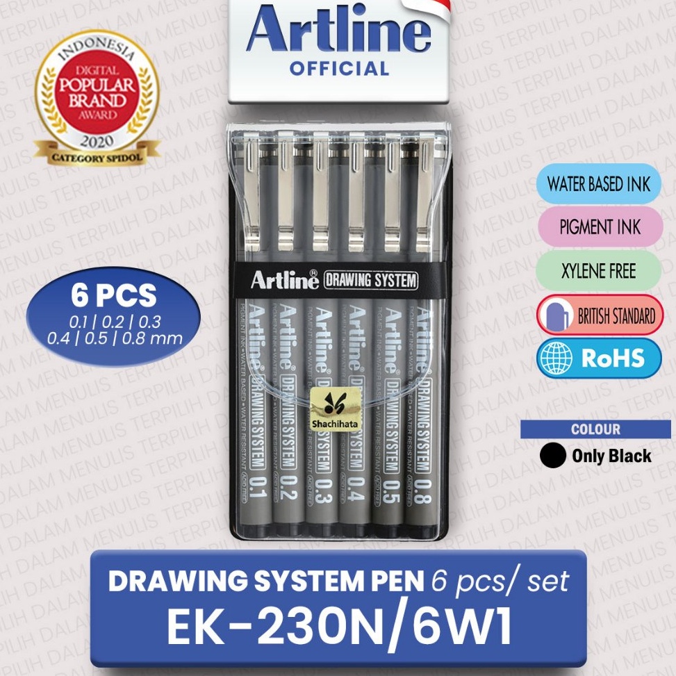 

Free Pengemasan SET Artline DRAWING SYSTEM Technical Drawing Pen Set Case EK23N6W1 Drawing Pen 6 pcs