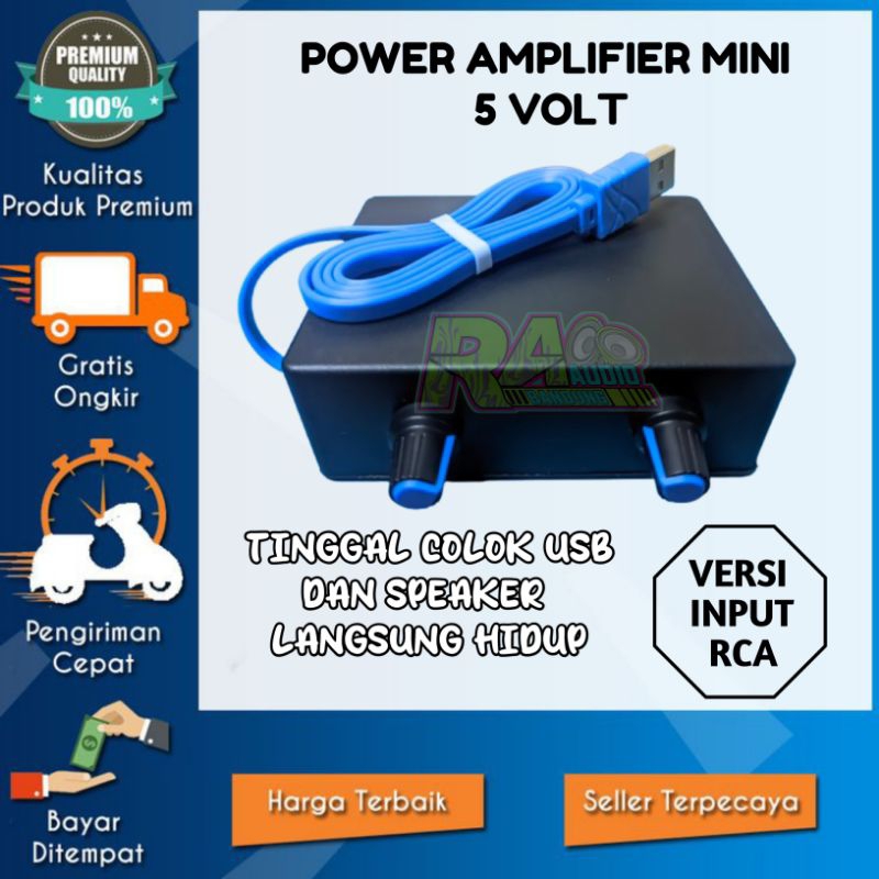 ((TERMURAH)) Power Amplifier Mini Pam 5 Volt VERSI SOCKET RCA || Tinggal Colok USB Langsung Hidup Un