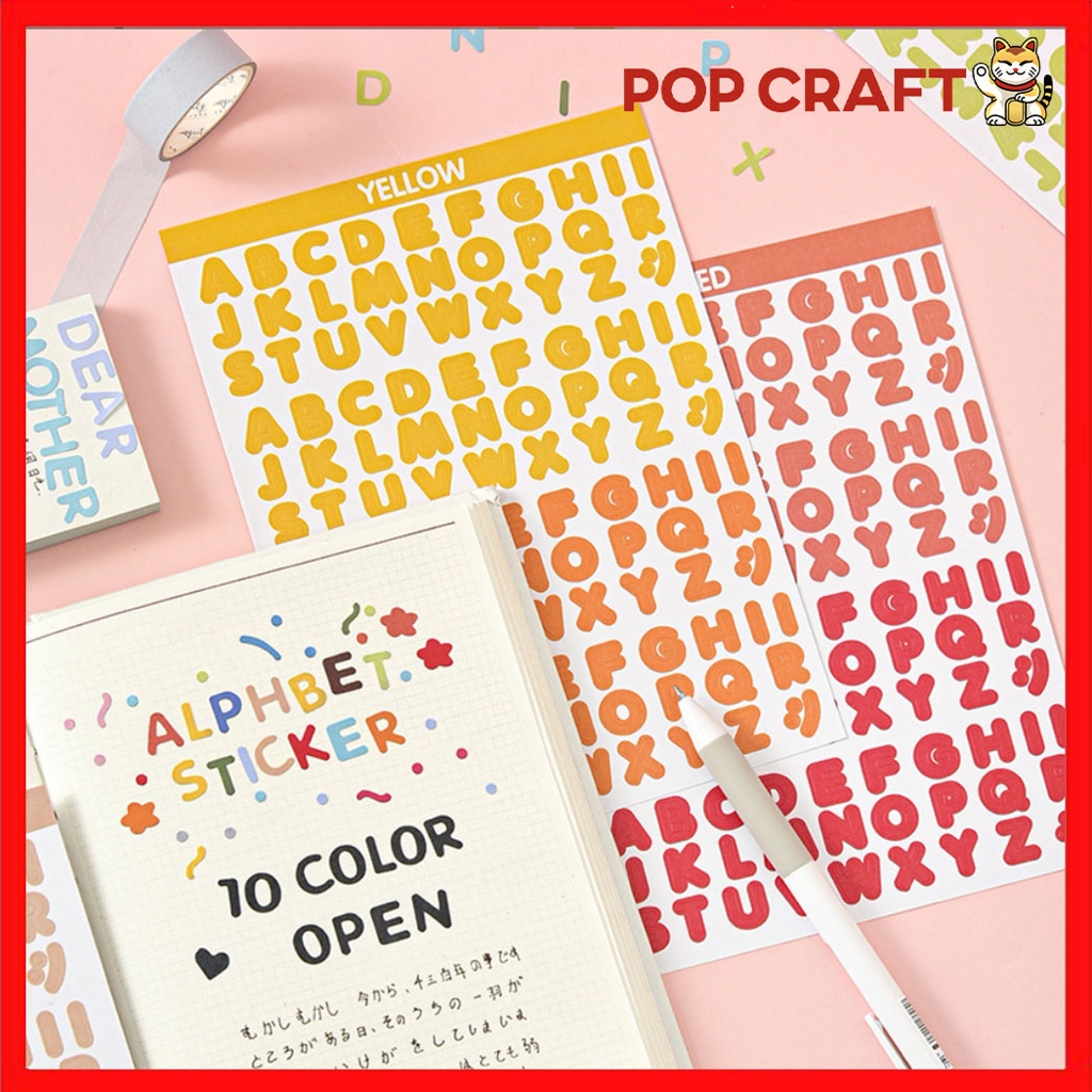 

PC Stiker ALPHABET dan ANGKA Aesthetic DIY Decor Buku Diary 1 Set 2 in 1 Stiker Huruf Deco - SP09