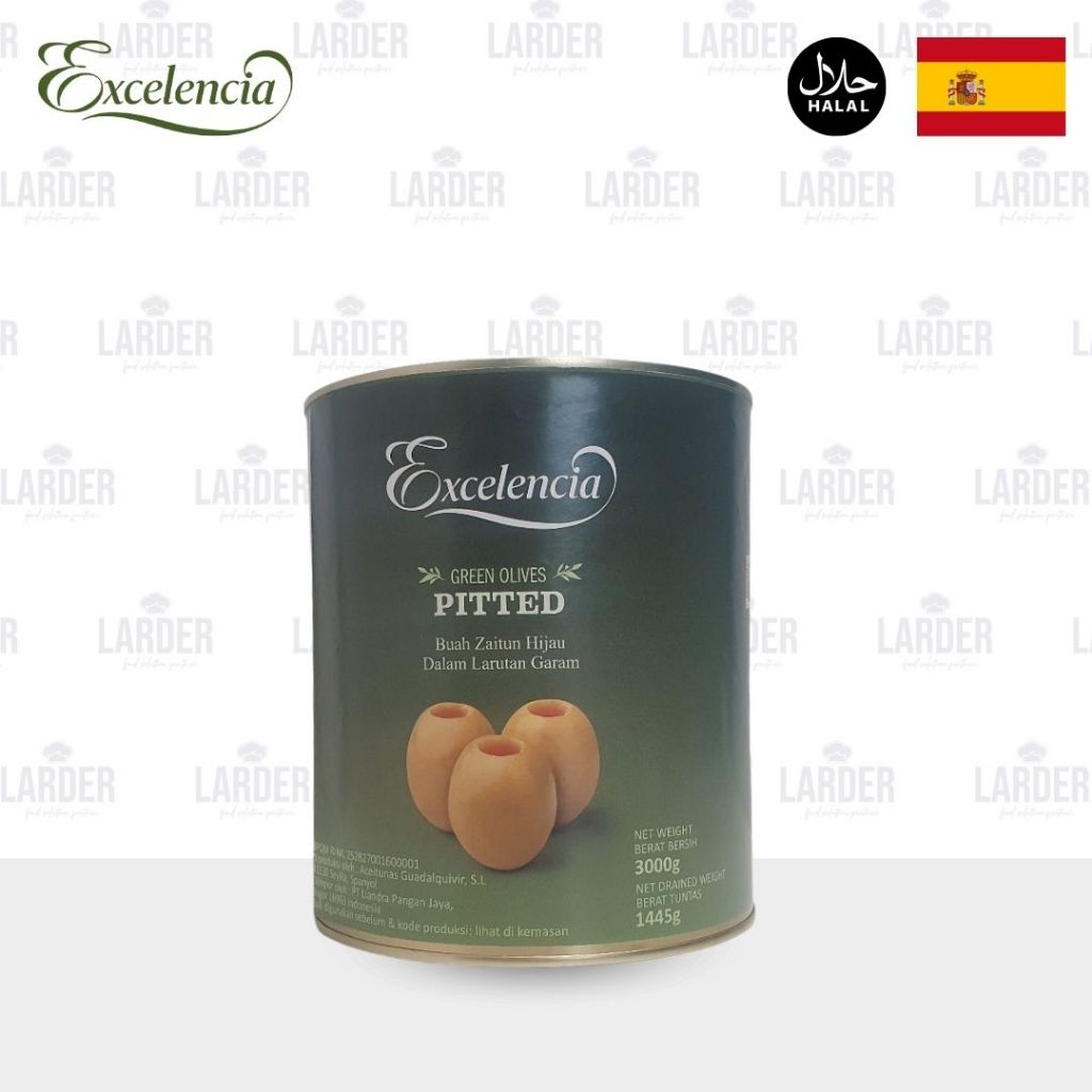 

EXCELENCIA Green Pitted Olives 3KG Buah Zaitun Hijau dalam Minyak