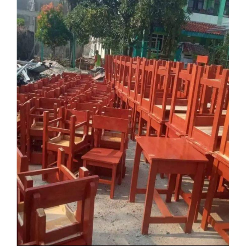 Uddjaya_ Stok.Meja Sekolah Bangku Sekolah Kayu Mahoni