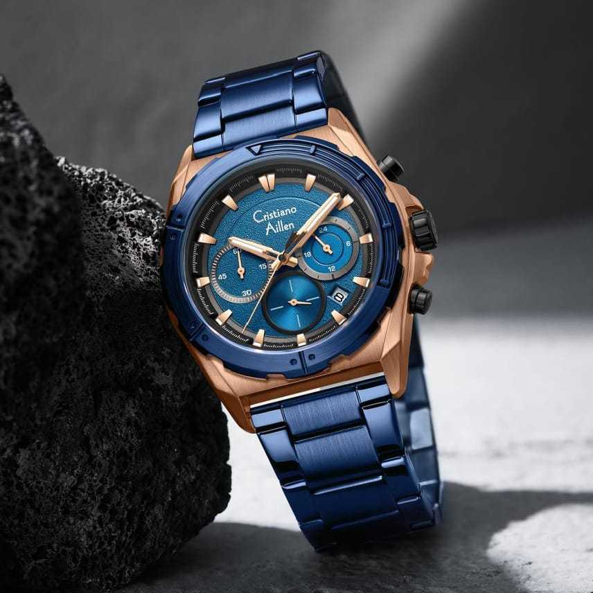 JAM TANGAN WANITA CRISTIANO AILLEN CA 8901 RANTAI STAINLESS STEEL CRONOGRAFH WATER RESISTANT 30ATM